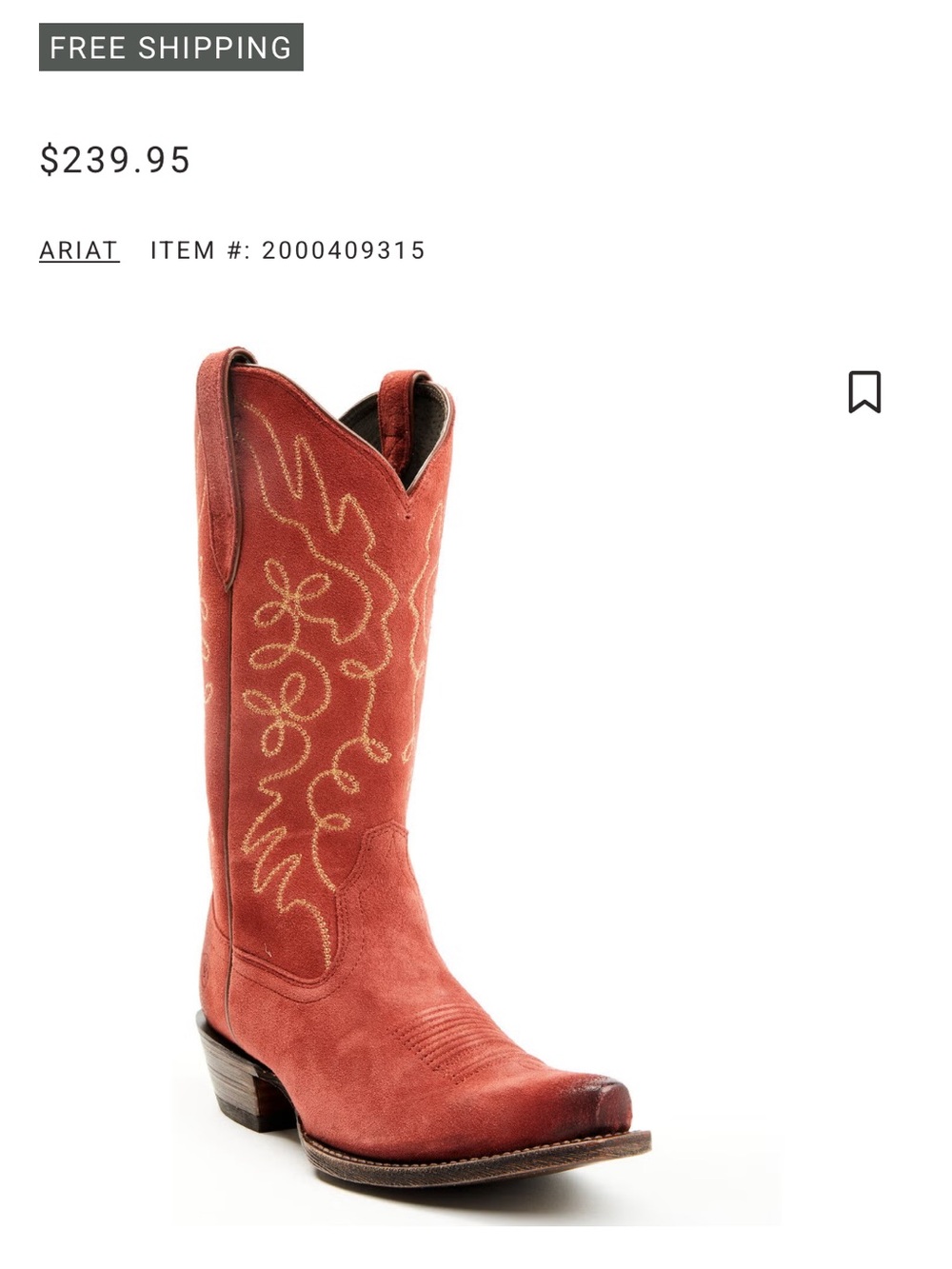 ARIAT WOMEN'S JUKEBOX SUEDE WESTERN BOOTS - SNIP TOE - Picture 5 of 5